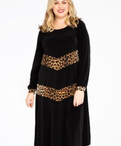 YOEK Jurk met contrast | Zwart | Maat 42/44