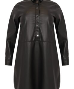 YOEK Blouse-jurk LEATHER | Zwart | Maat 54/56