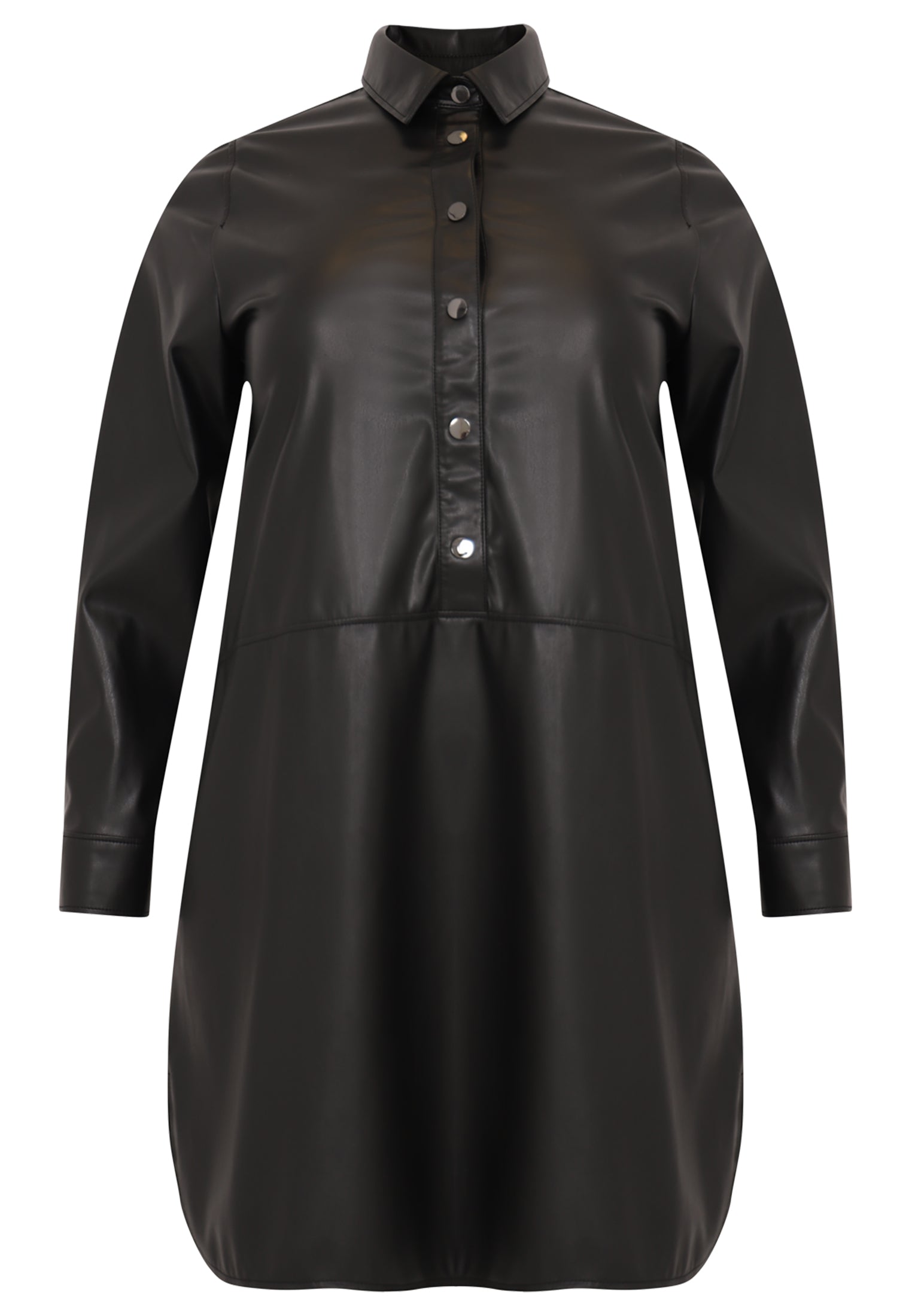 YOEK Blouse-jurk LEATHER | Zwart | Maat 54/56