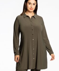 YOEK Blouse met gouden knoopjes | Groen | Maat 38/40