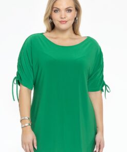 YOEK Tuniek met plooien | Grote maten tuniek | Groen | Maat 38/40