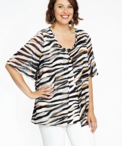 YOEK Blouse A-lijn AFRA | Beige | Maat 38/40