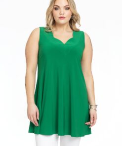 YOEK Singlet wide bottom V-hals | Groen | Maat 38/40