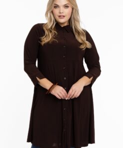 YOEK Blouse-jurk | Bruin | Maat 54/56