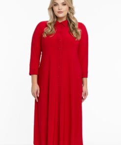 YOEK Lange blouse-jurk | Rood | Maat 50/52