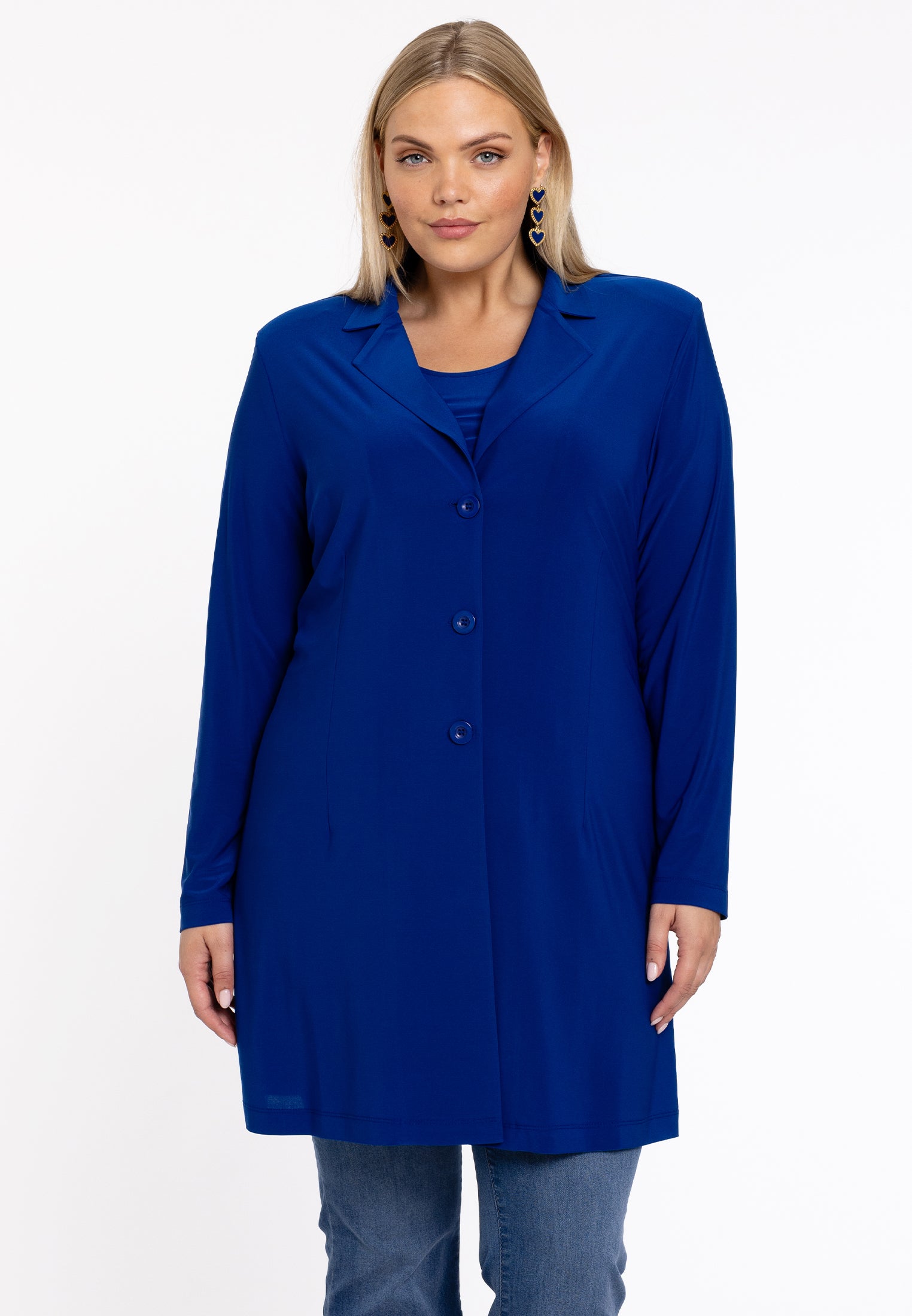 YOEK Blazer long | Blauw | Maat 50/52