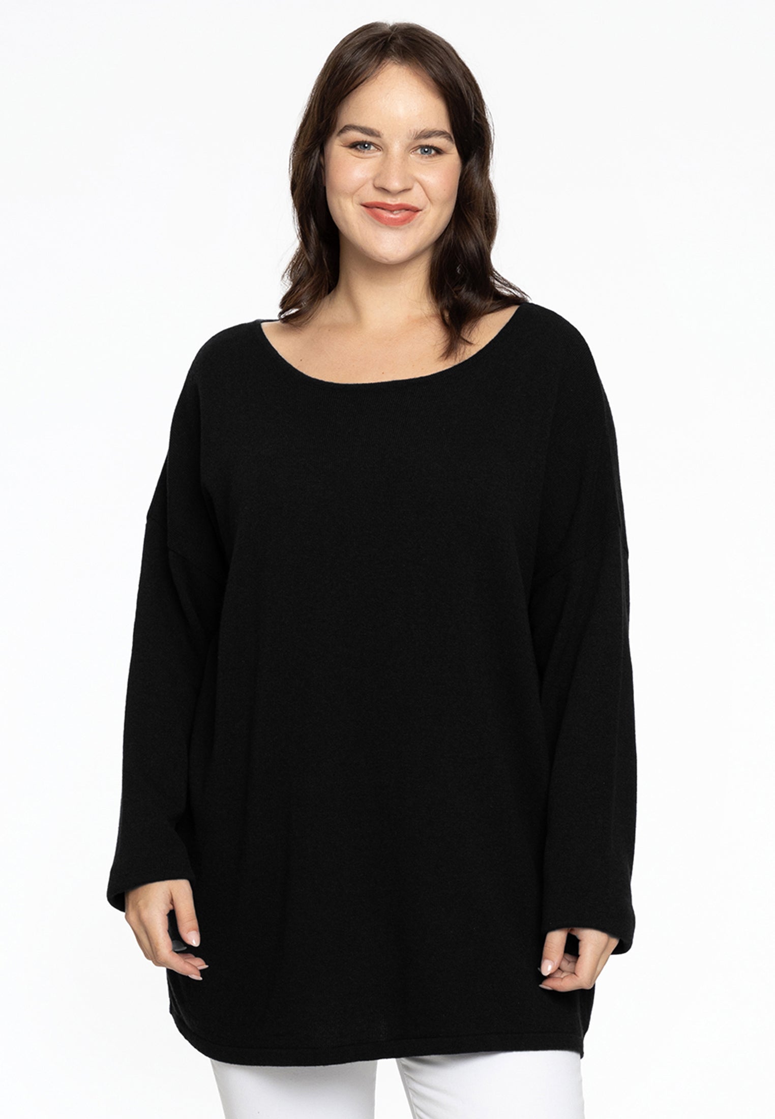 YOEK Trui vierkant cashmere | Zwart | Maat 46/48