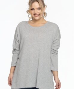 YOEK Trui vierkant cashmere | Lichtgrijs | Maat 42/44