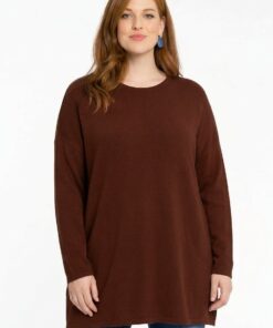 YOEK Trui vierkant cashmere | Bruin | Maat 46/48