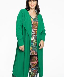 YOEK Vest met gedrapeerde hals cashmere | Groen | Maat 54/56