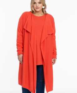 YOEK Vest met gedrapeerde hals cashmere | Oranje | Maat 50/52