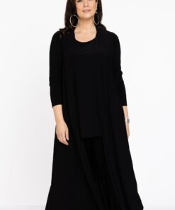 YOEK Vest extra lang | Zwart | Maat 54/56