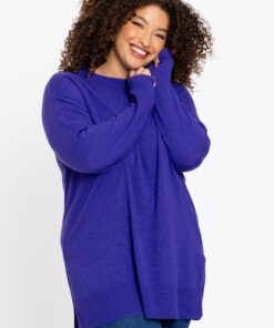YOEK Trui met zijsplitten Woolmix | Paars | Maat 42/44