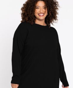 YOEK Trui met zijsplitten Woolmix | Zwart | Maat 46/48