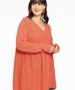 YOEK Trui met V-hals | Oranje | Maat 42/44