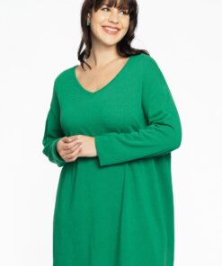 YOEK Trui met V-hals cashmere | Groen | Maat 46/48