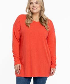 YOEK Trui met V-hals cashmere | Oranje | Maat 46/48