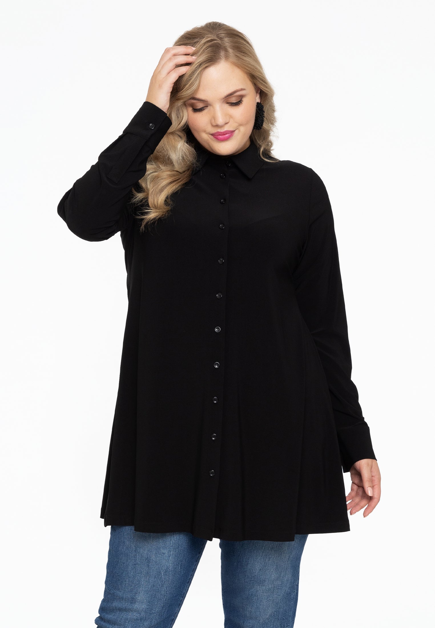 YOEK Blouse A-lijn | Zwart | Maat 46/48
