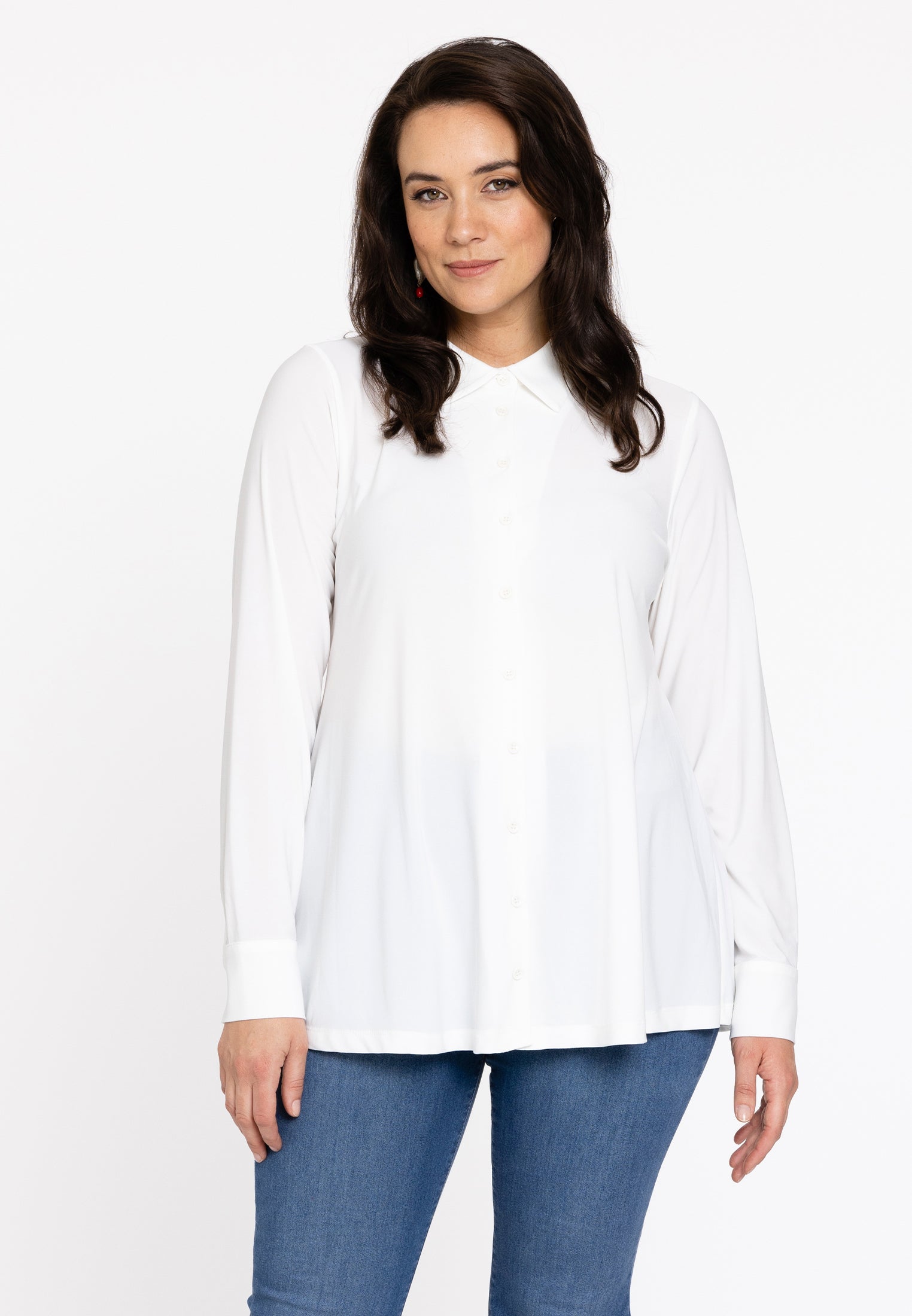 YOEK Blouse kort A-lijn | Wit | Maat 46/48