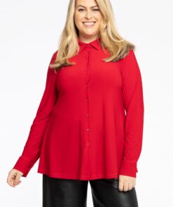 YOEK Blouse kort A-lijn | Rood | Maat 54/56