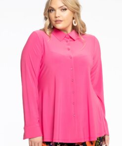YOEK Blouse kort A-lijn | Roze | Maat 42/44