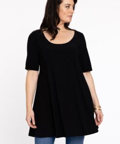 YOEK Tuniek met diepe halslijn | Grote maten tuniek | Zwart | Maat 54/56
