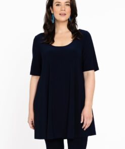 YOEK Tuniek met diepe halslijn | Grote maten tuniek | Blauw | Maat 42/44
