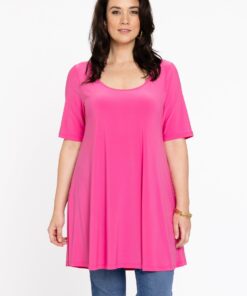 YOEK Tuniek met diepe halslijn | Grote maten tuniek | Roze | Maat 42/44