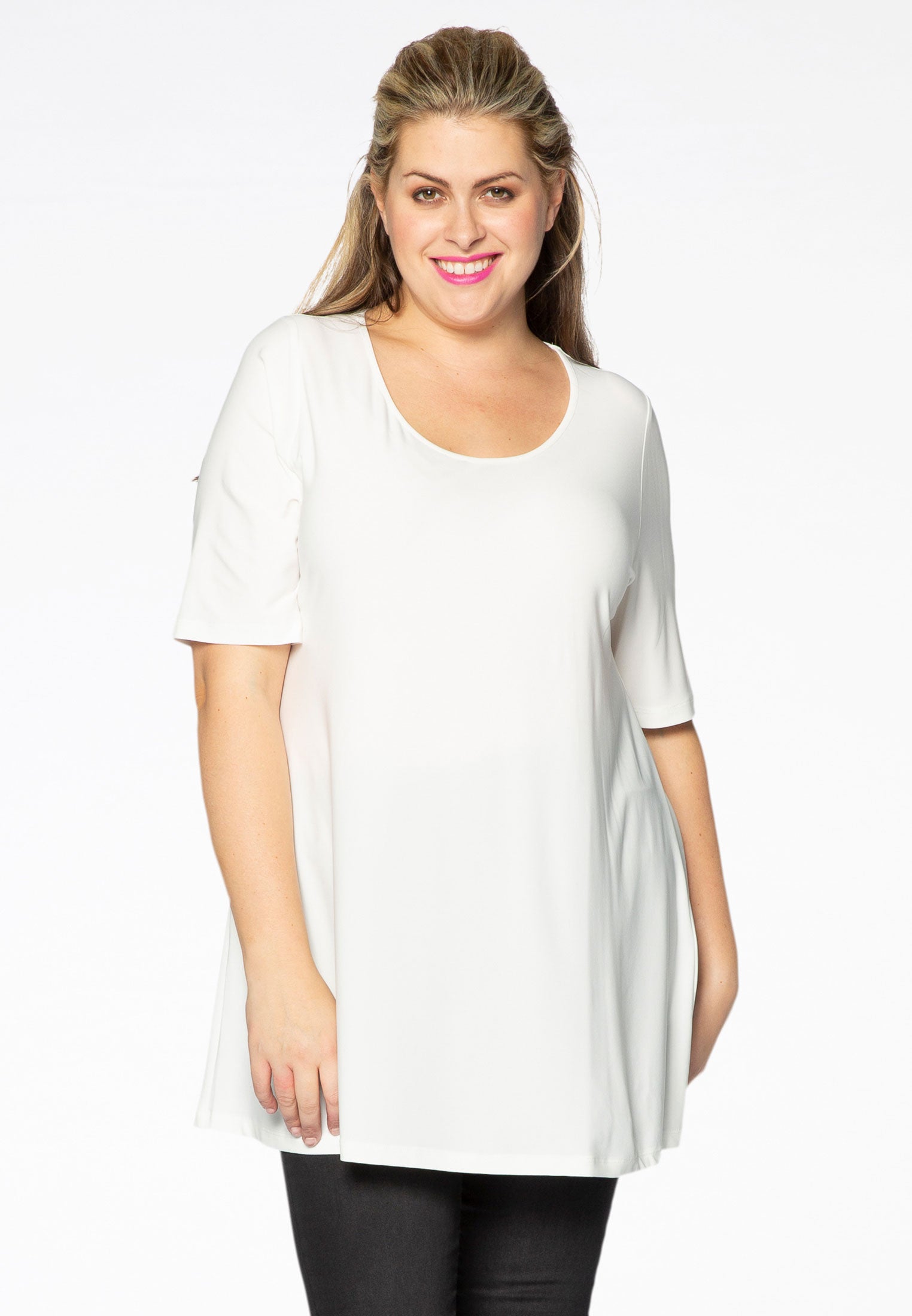 YOEK Tuniek flare | Grote maten tuniek | Wit | Maat 38/40