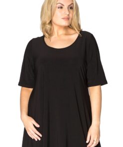 YOEK Tuniek flare | Grote maten tuniek | Zwart | Maat 58/60