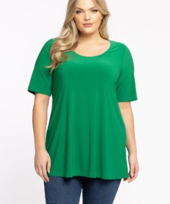 YOEK Tuniek flare | Grote maten tuniek | Groen | Maat 42/44
