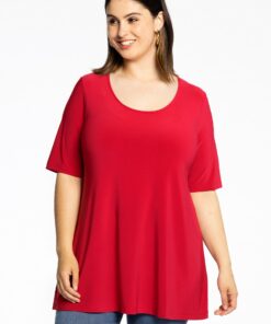 YOEK Tuniek flare | Grote maten tuniek | Rood | Maat 58/60