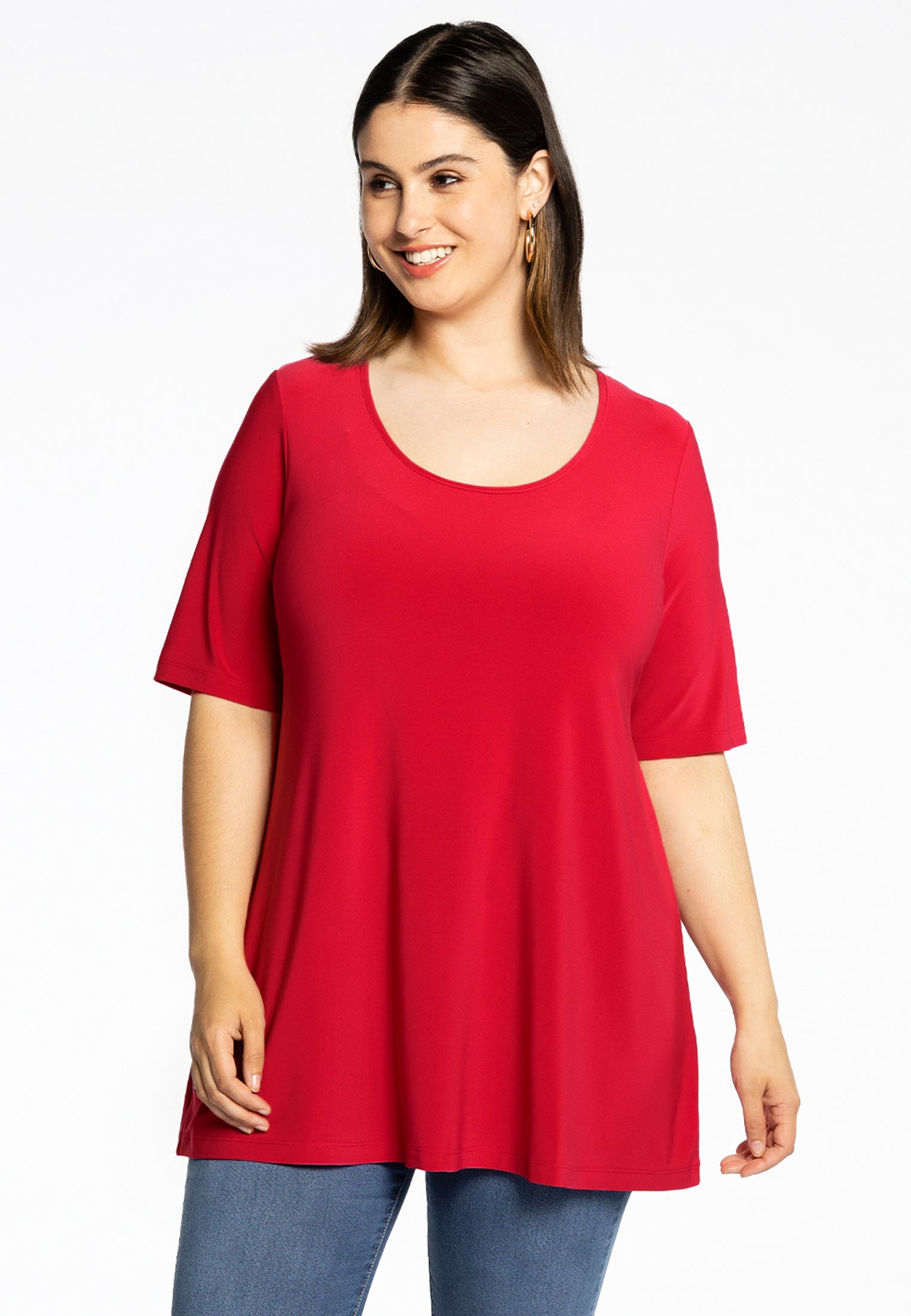 YOEK Tuniek flare | Grote maten tuniek | Rood | Maat 58/60