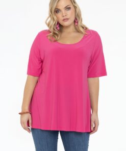 YOEK Tuniek flare | Grote maten tuniek | Roze | Maat 42/44
