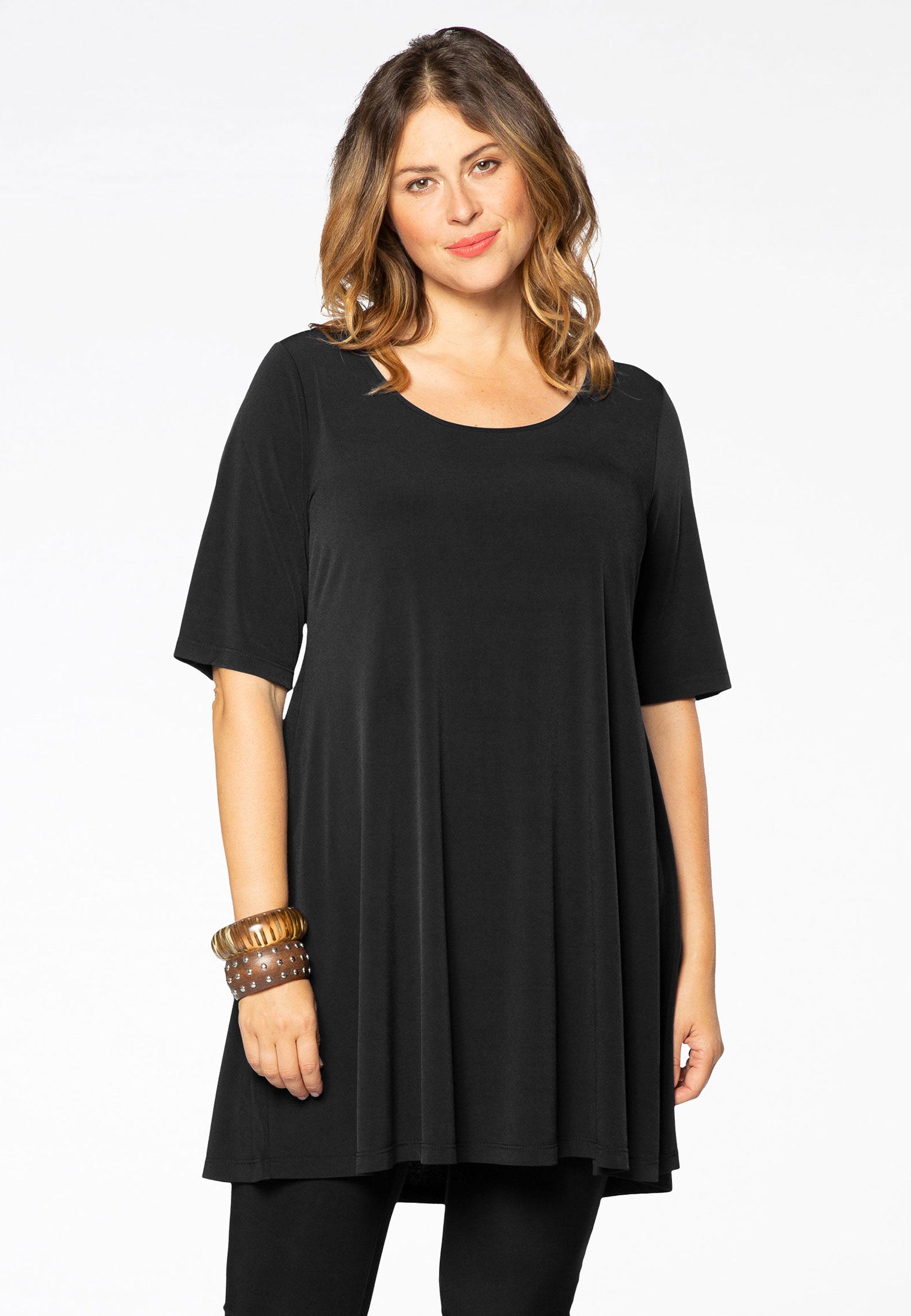 YOEK Tuniek wide bottom | Grote maten tuniek | Zwart | Maat 50/52