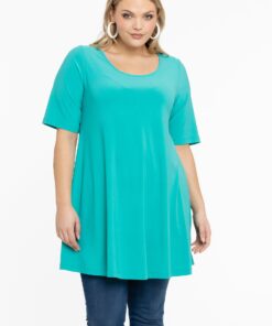 YOEK Tuniek wide bottom | Grote maten tuniek | Turquoise | Maat 42/44