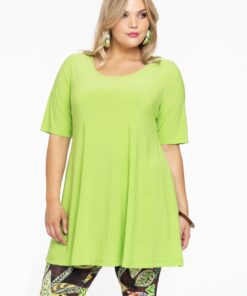 YOEK Tuniek wide bottom | Grote maten tuniek | Groen | Maat 38/40