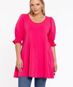 YOEK Tuniek wide bottom | Grote maten tuniek | Roze | Maat 46/48