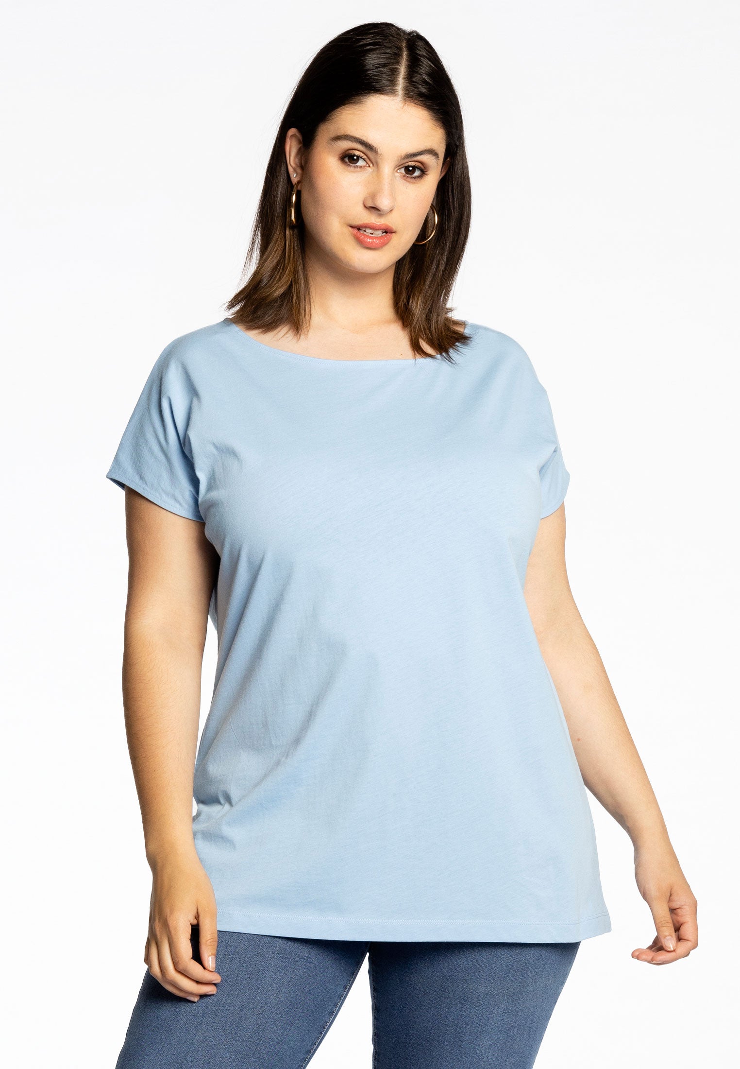 YOEK T-shirt kapmouwen | Lichtblauw | Maat 38/40