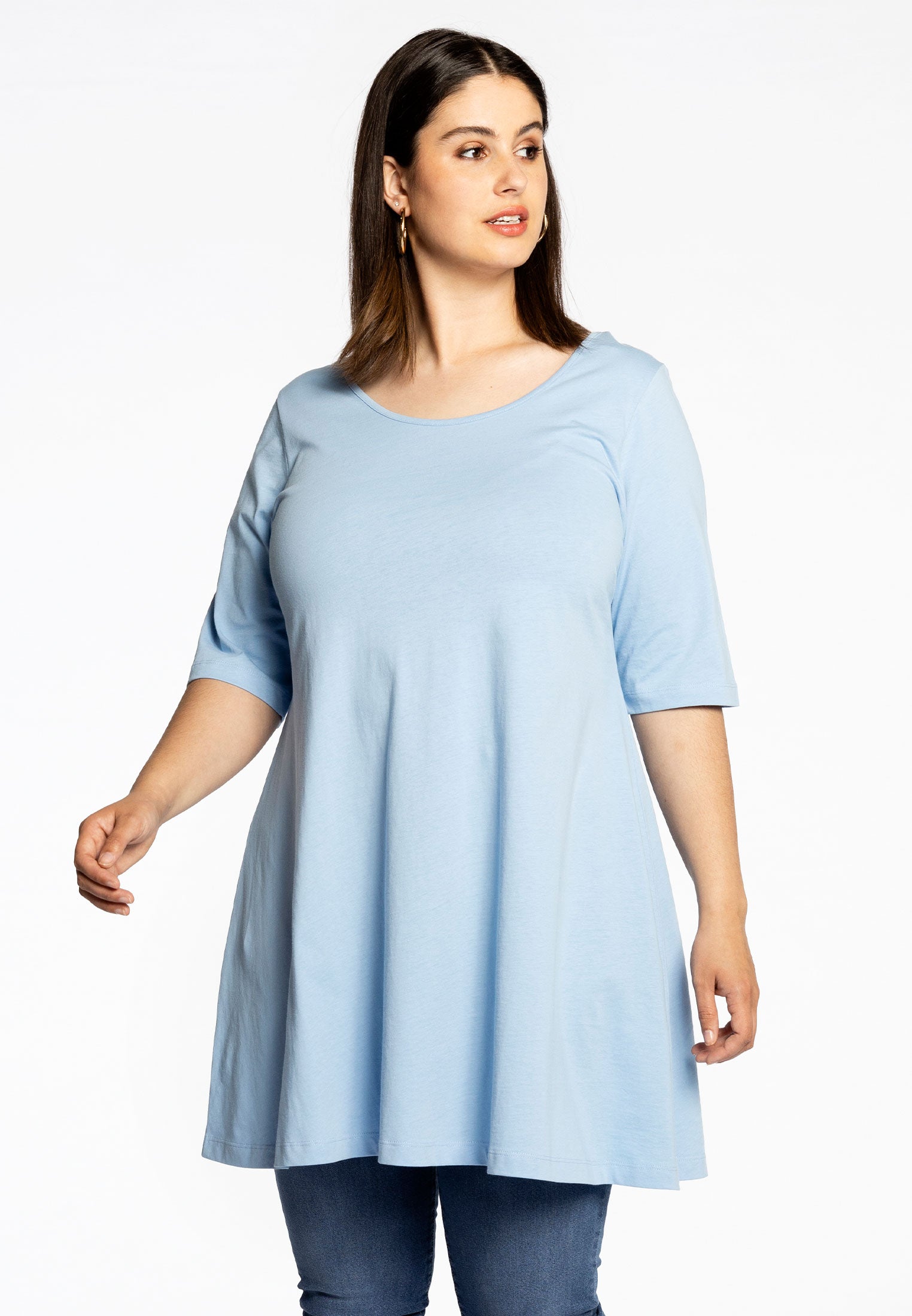 YOEK Tuniek wide bottom | Grote maten tuniek | Lichtblauw | Maat 42/44
