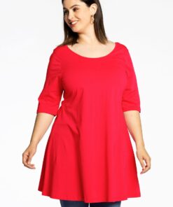 YOEK Tuniek wide bottom | Grote maten tuniek | Rood | Maat 46/48