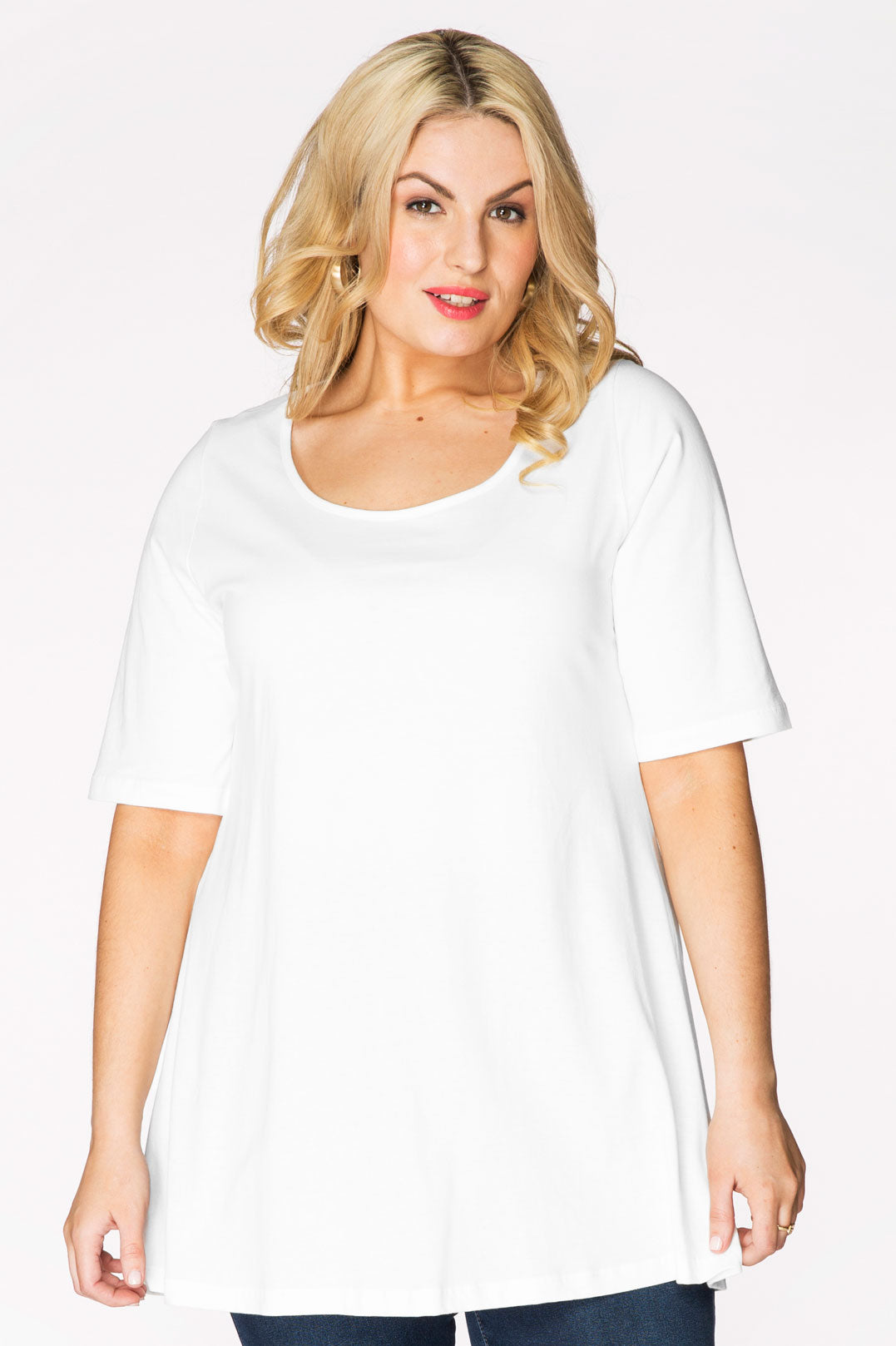 YOEK Tuniek flare | Grote maten tuniek | Wit | Maat 38/40