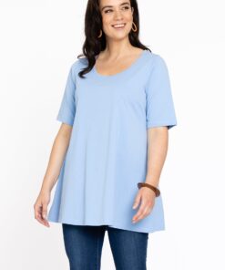 YOEK Tuniek flare | Grote maten tuniek | Lichtblauw | Maat 38/40