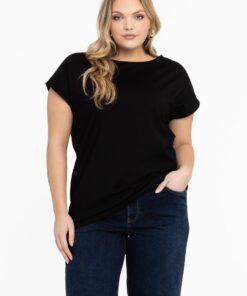 YOEK T-shirt kapmouwen wijd | Zwart | Maat 42/44