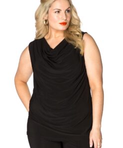 YOEK Top watervalhals | Zwart | Maat 54/56
