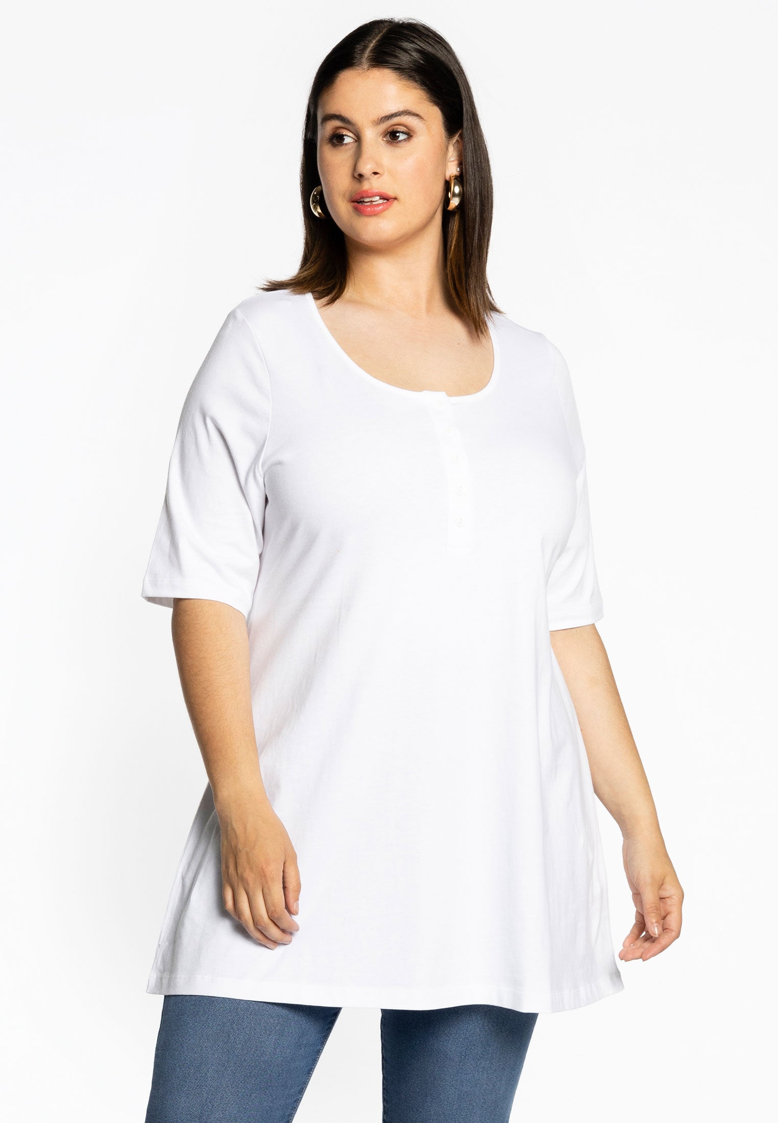 YOEK Tuniek flare fit | Grote maten tuniek | Wit | Maat 38/40