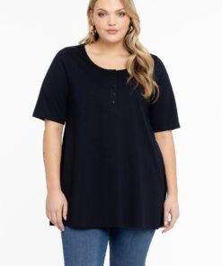 YOEK Tuniek flare fit | Grote maten tuniek | Blauw | Maat 42/44