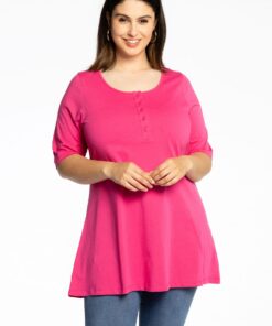 YOEK Tuniek flare fit | Grote maten tuniek | Roze | Maat 54/56