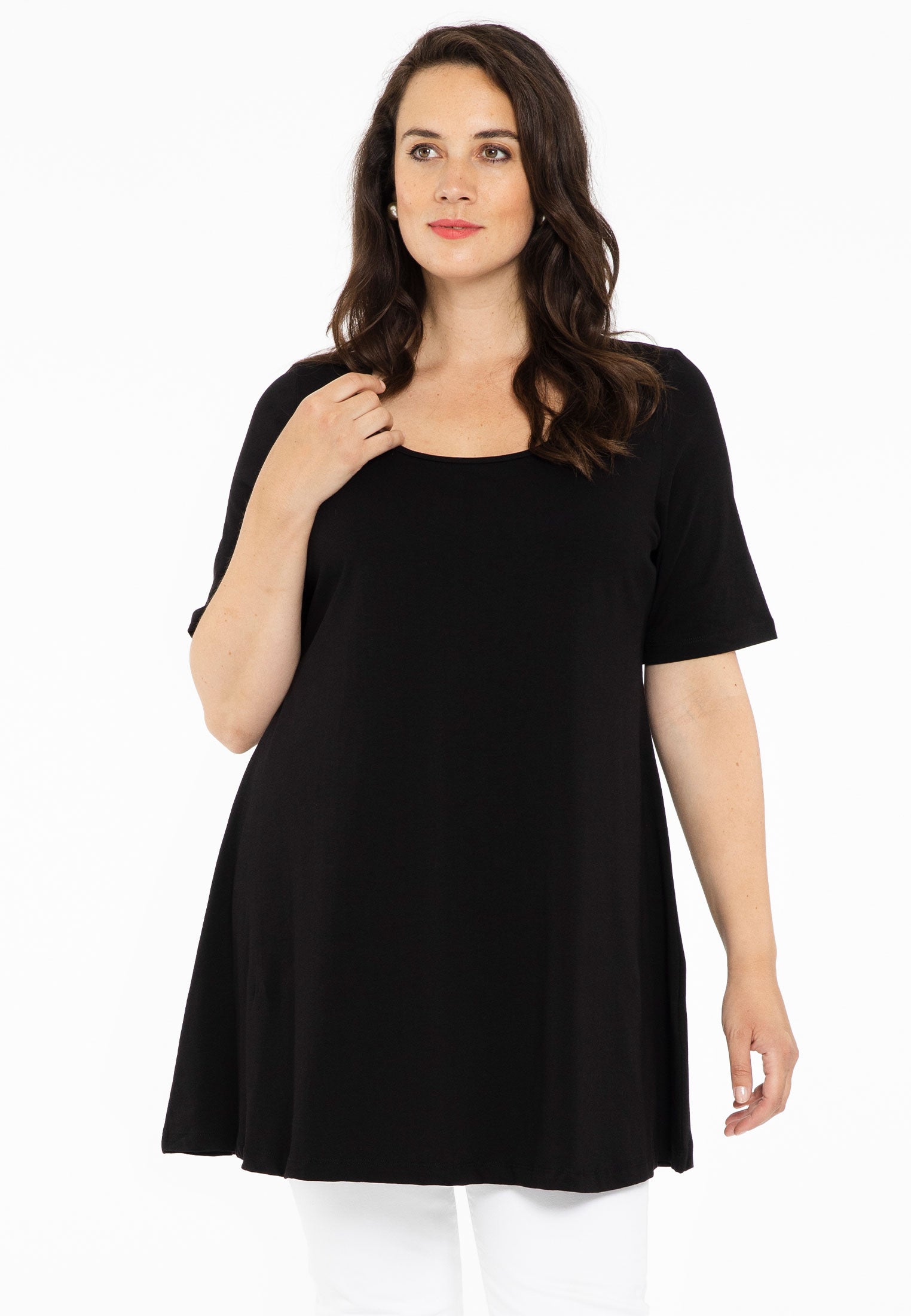 YOEK Tuniek wide bottom | Grote maten tuniek | Zwart | Maat 50/52