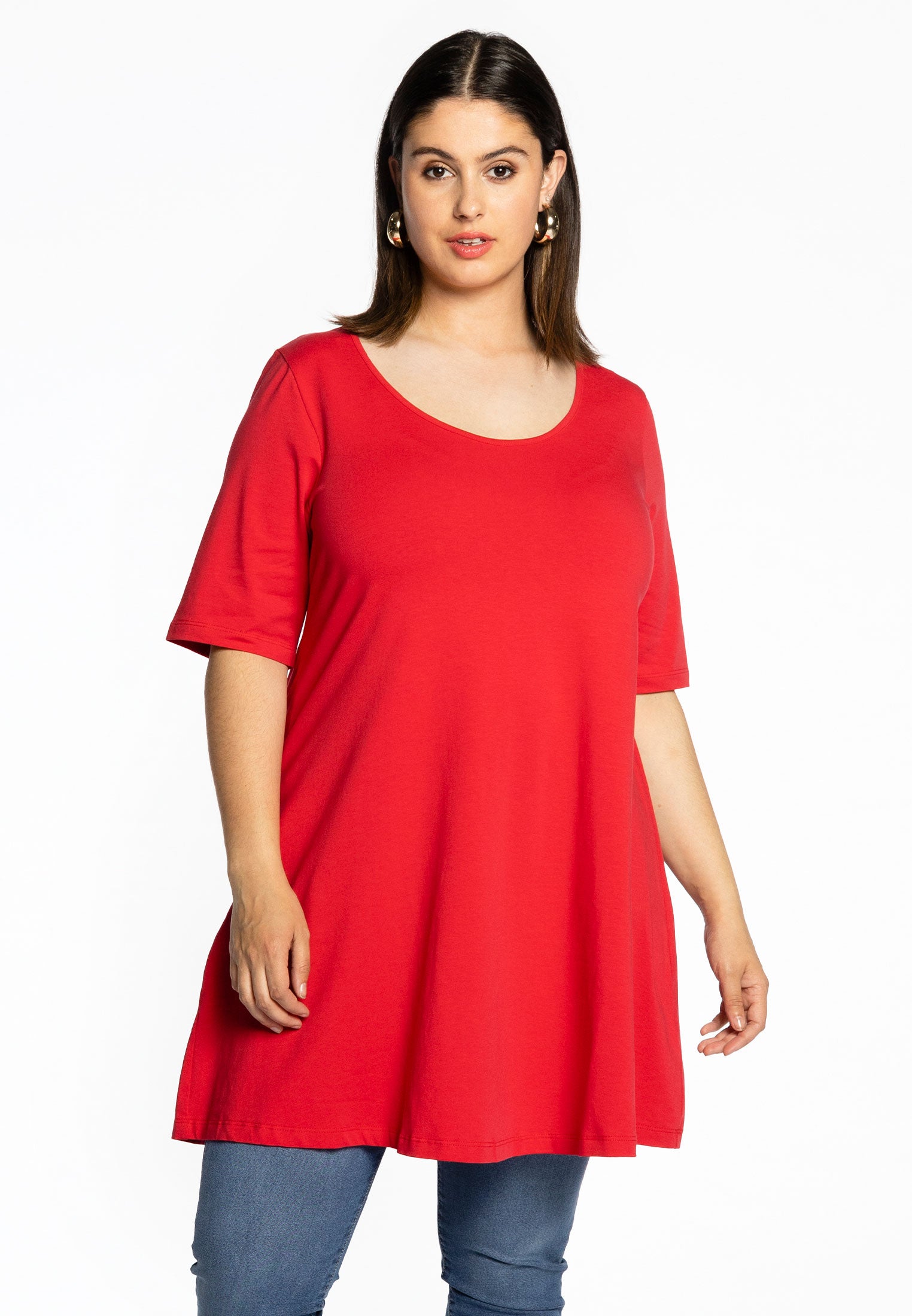 YOEK Tuniek wide bottom | Grote maten tuniek | Rood | Maat 38/40